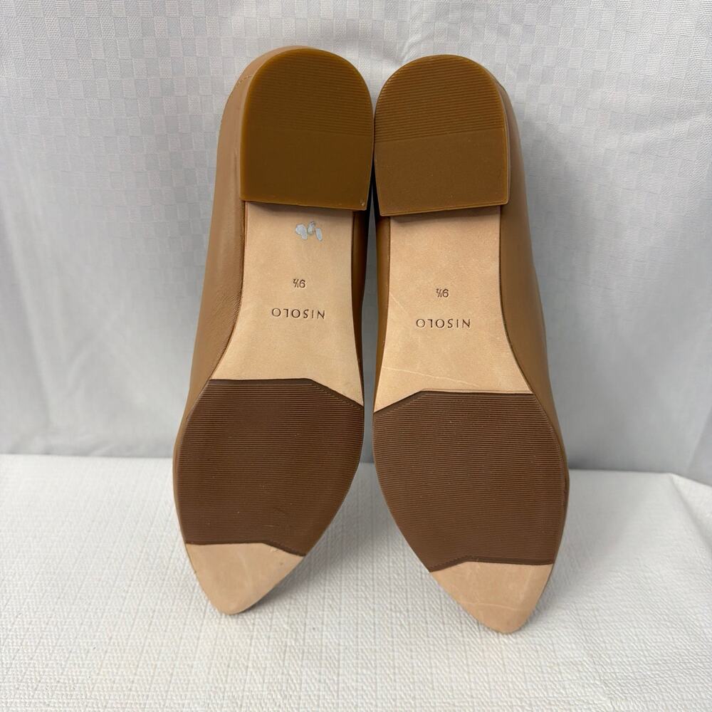 Nisolo Fina Pointed Toe Flat Shoes Womens Size 9.5 Almond Minimalist - Picture 10 of 10